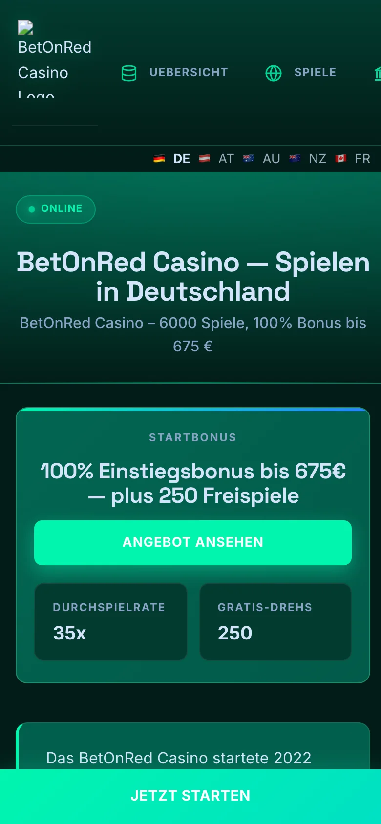 BetOnRed Casino mobile lobby screenshot