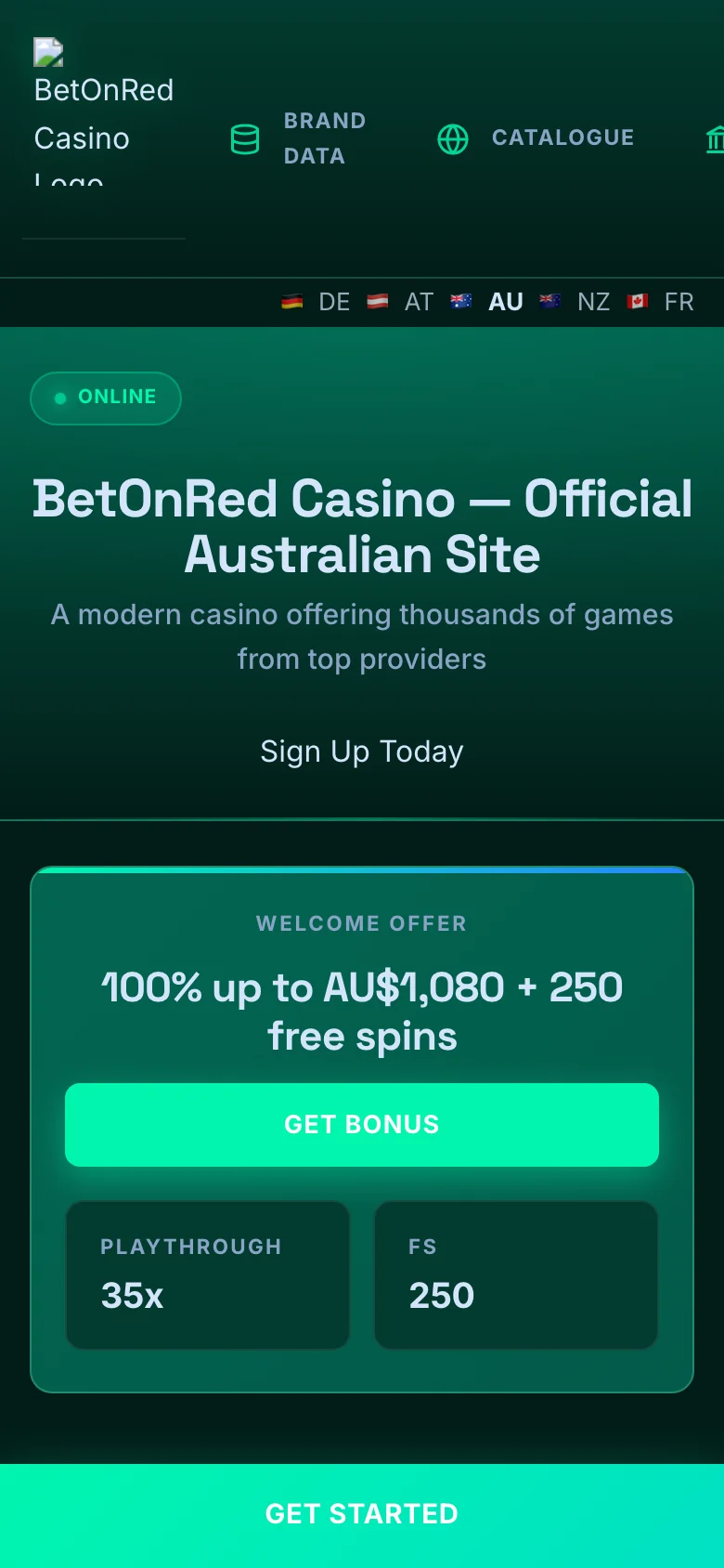 BetOnRed Casino mobile lobby screenshot