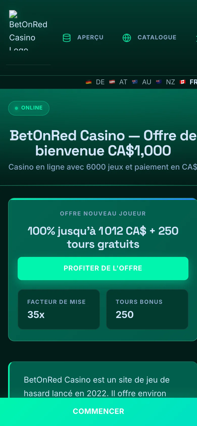 BetOnRed Casino mobile lobby screenshot
